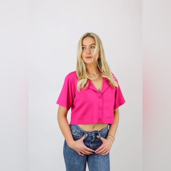 Endless Rose, Magenta Sweater Crop Top Size Medium NWT - Picture 3 of 6